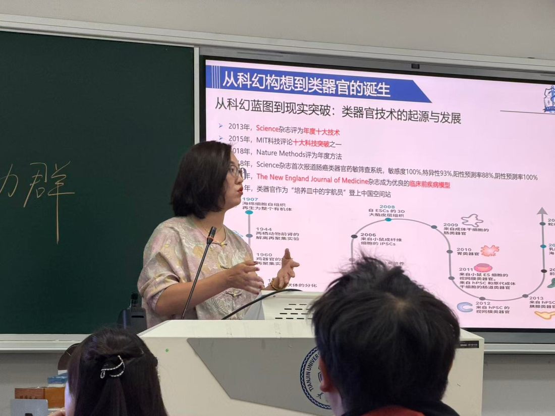 陈力群老师在讲台前分享